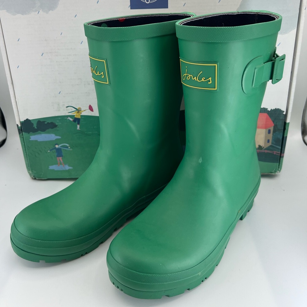 Joules Women's KELLY Neoprene Waterproof Welly Rain Boots Sz EU 37 US 6 Green